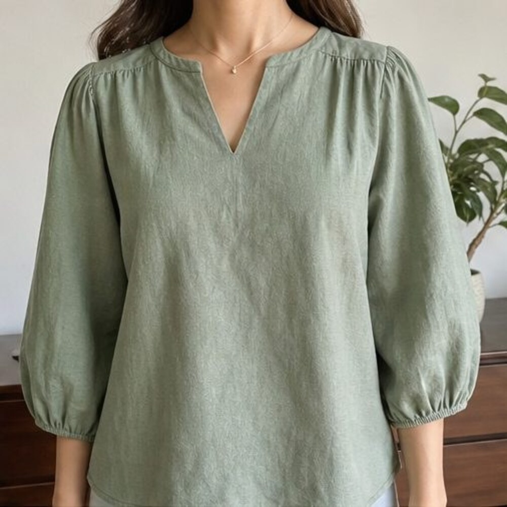 Sage Button Blouse - Picture 2 of 6